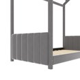 thumbnail image 7 of Twin Size Velvet House Bed Frame,Velvet Upholstered Platform Bed with Headboard and Footboard,Twin Floor Bed Playhouse Bed Frame for Toddler Girls Boys,Wood House Bed with Roof and Chimny Design,Gray, 7 of 7