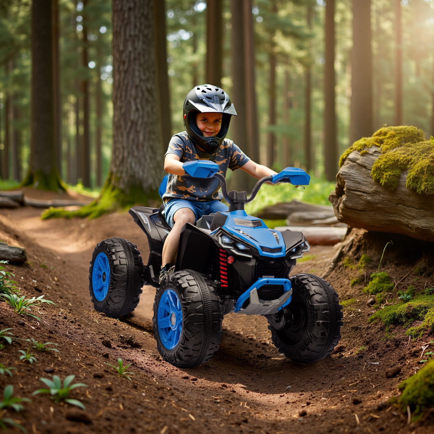 MUKIDY 24V Kids ATV 4-Wheeler, 24 Volt Ride on Toy for 3-8 Kid w/ 2x200W Motor, 5Mph Max Speed - Blue