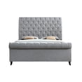 thumbnail image 2 of Benjara Magnolia King Size Bed- Tufted Upholstered Rolled Top Headboard- Gray, 2 of 6