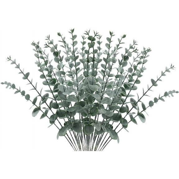 Artificial Eucalyptus Stems Leaves - 25pcs Real Touch Fake Eucalyptus Leaves Faux Plant Eucalyptuses Sprigs for Vase DIY Bouquet Centerpiece Wedding Home Decor (No Vase) (25pcs)