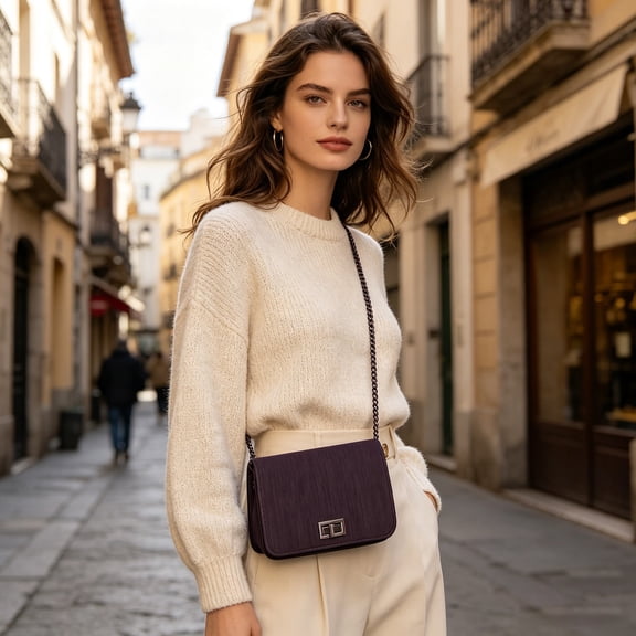 Women Crossbody Bag, Fashion Mini Shoulder Purse With Turn Lock Closure And Chain Strap, Compact Everyday Handbag For Shopping Dating Travel Work Casual Daily Carry