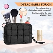 Puffer Tote Bags Adjustable Shoulder Strap Black