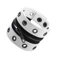 thumbnail image 2 of Gothic Zipper Wristband Wide Jewelry PU Leather Punk Bracelet for Women Men White, 2 of 7