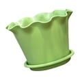 thumbnail image 5 of 5Pc Resin Plant Pot with Saucer,4.7X5.7inch Wavy Edge Flower Pot, Drainage Hole Planter, Indoor Outdoor Plant Container, Decorative Nursery Pot for Succulents, Herbs and Houseplants, 5 of 5