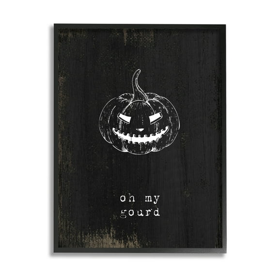 Stupell Industries Oh My Gourd Jack-o-Lantern Graphic Art Black Framed Art Print Wall Art, Design by Lil' Rue