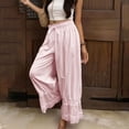 thumbnail image 5 of Women's Pants, Women's Cute Lace Trim Long Bloomers Pants Ruffle Vintage Pantaloons Summer Beach Travel Vacation Pants, 5 of 7