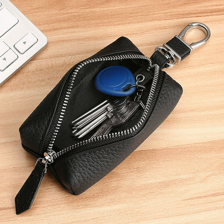 Men Women's Leather Key Holder Case Wallet Keychain Pouch Bag Zipper