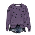 thumbnail image 4 of Purple Womens Fall Tops Women's Star Print Hatless Sweatshirt Long Sleeve Fashion Top Sweatshirt Loose Pullover Top Sweaters for Women, 4 of 5