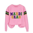 thumbnail image 4 of Ploknplq Mardi Gras Party Decor,Womens Hoodies Pullover,Mardi Gras Shirt Purple Gold Green Women's Print Hoodless Sweatshirt,Mardi Gras Party Favors,Hoodies for Women Z Pink XL, 4 of 4