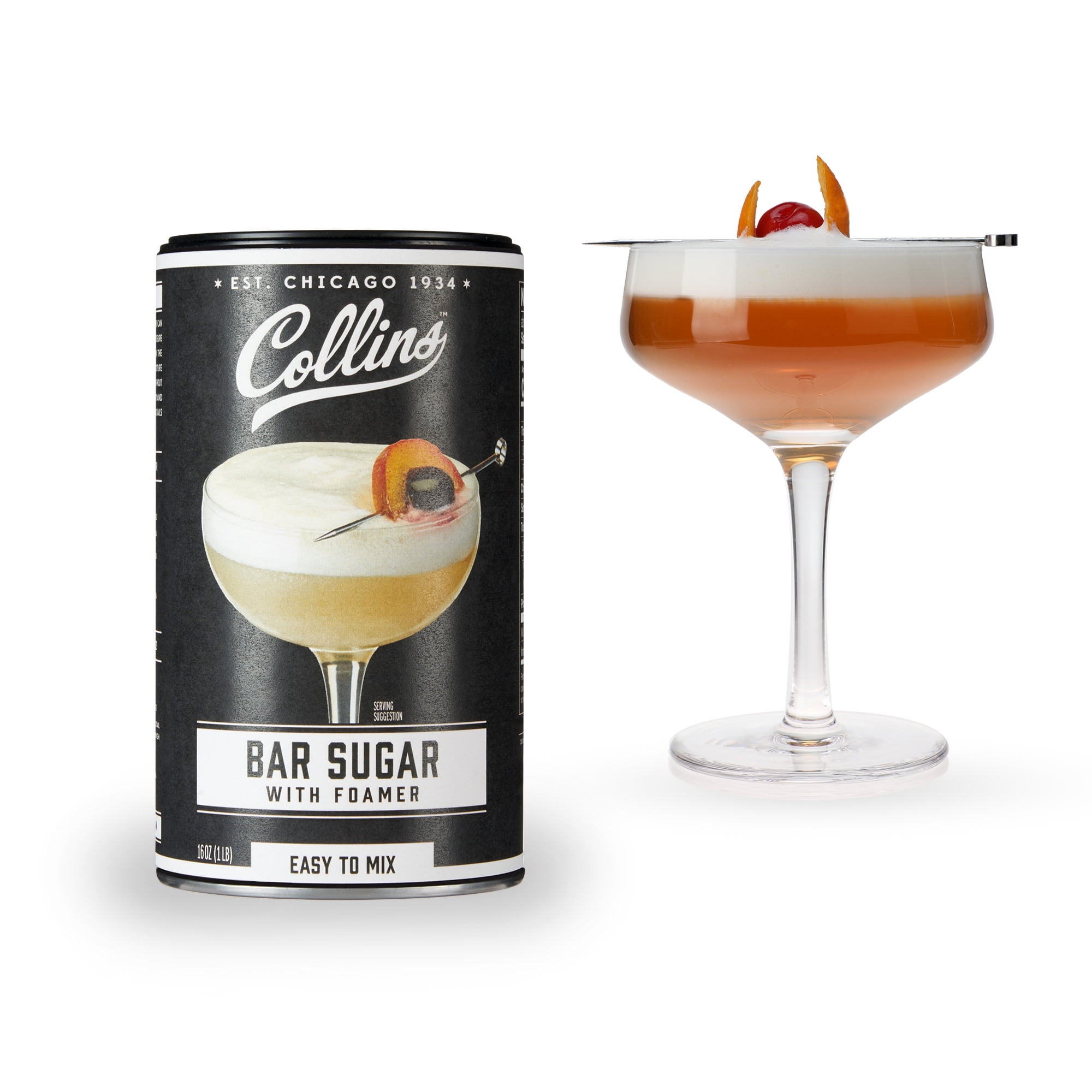 Collins Bar Sugar with Foamer Create Foam Cocktails and Enhance