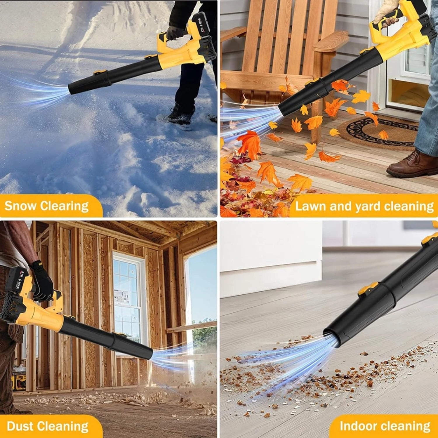 Cordless Leaf Blower with 2 Batteries, 580 CFM 160 MPH, 6 Speed Levels, Lightweight & Ergonomic Design for Wet Leaves, Snow, Debris, Driveway, Patio, Lawn