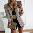 thumbnail image 2 of Ladies Workoffice Blazer Lapel Notched Elegant Cardigan Button Down Fashion Jacket Mid Length Leisure Outwear Solid Color Fitted Suit Single Breasted Blouse, 2 of 6