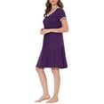 thumbnail image 4 of INSPIRE CHIC Women's Valentines Day Nightshirt Sleepwear Lounge Pajama Dress V Neck Short Sleeve Nightgowns S Purple, 4 of 6