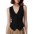 thumbnail image 3 of Women's Button Down Vest Tops Knit Neck Sleeveless Business Outfit Top for Casual Black S, 3 of 8