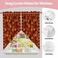 thumbnail image 3 of Swag Curtains Valances for Windows, Fall Maple Leaf Short Kitchen Window Curtains Over Sink, Thanksgiving Orange Black Plaid Cafe Curtains Panel Set Of 2,Rod Pocket, 36 Inches Length, 3 of 9