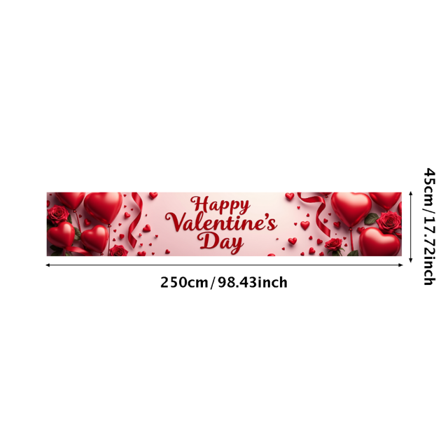 Valentine's Day Banner Heart Balloons Pink Roses Gift Box Backdrop Party Supplies Photography Props Romantic Decorations Festive Décor Background