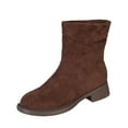 thumbnail image 5 of Chelsea Boots Women Suede Fold Over Chunky Heel Casual Winter Warm Ankle Booties Round Toe Slip on Short Boots, 5 of 5