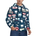 thumbnail image 2 of Kdxio Dental Print Mens Casual Hooded Collar Drawstring Hoodies Pullover Sweatshirts Casual Long Sleeve Shirts-Small, 2 of 7