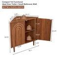 thumbnail image 4 of Weselon 30" Arched Relief Corner Cabinet, Mid-Century Modern Bathroom Storage Organizer with Tapered Solid Wood Legs, Walnut Entryway Accent Cabinet, 4 of 9