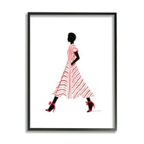 Stupell Industries Trendy Girl in Red Beauty & Fashion Painting Black Framed Art Print Wall Art, 24 x 30