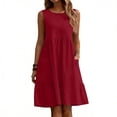 thumbnail image 2 of Puliio Summer Dresses for Women Sleeveless Round Neck Linen Blend Ruffle Hem Casual Dress with Pockets, 2 of 4