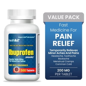 HealthA2Z&reg; Ibuprofen 200mg | 500 Counts | Pain Relief | Body Aches | Headache | Arthritis |  Fever Reducer (500 Count)
