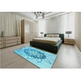thumbnail image 5 of Ahgly Company Machine Washable Indoor Round Transitional Deep Sky Blue Area Rugs, 5' Round, 5 of 7
