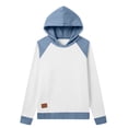 thumbnail image 4 of Heisall Denim Long Sleeve Sweatshirt Long Sleeve Hooded Pullover Top Denim Trim Casual Cozy Soft Lightweight Hoodie Shirt, 4 of 5
