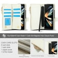 thumbnail image 4 of Allytechgroup for Samsung Galaxy Z Fold 4 Case Wallet, 6 Cards Slots Cash Zipper Pocket S Pen Holder Hand Strap Wrist Flip Cover Protective Phone Case Cover for Samsung Galaxy Z Fold 4,White, 4 of 6