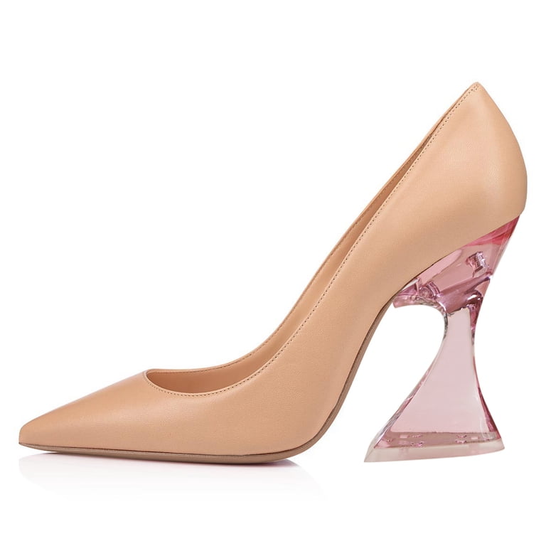 eleven pink dress shoes FSJ Women Graceful Pointed Closed Toe Pumps Chic Transparent Chunky High  Heel Slip On Office Formal Wedding Party Dress Shoes Size 11 Pink