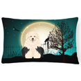 thumbnail image 1 of Halloween Scary Old English Sheepdog Canvas Fabric Decorative Pillow, 1 of 1