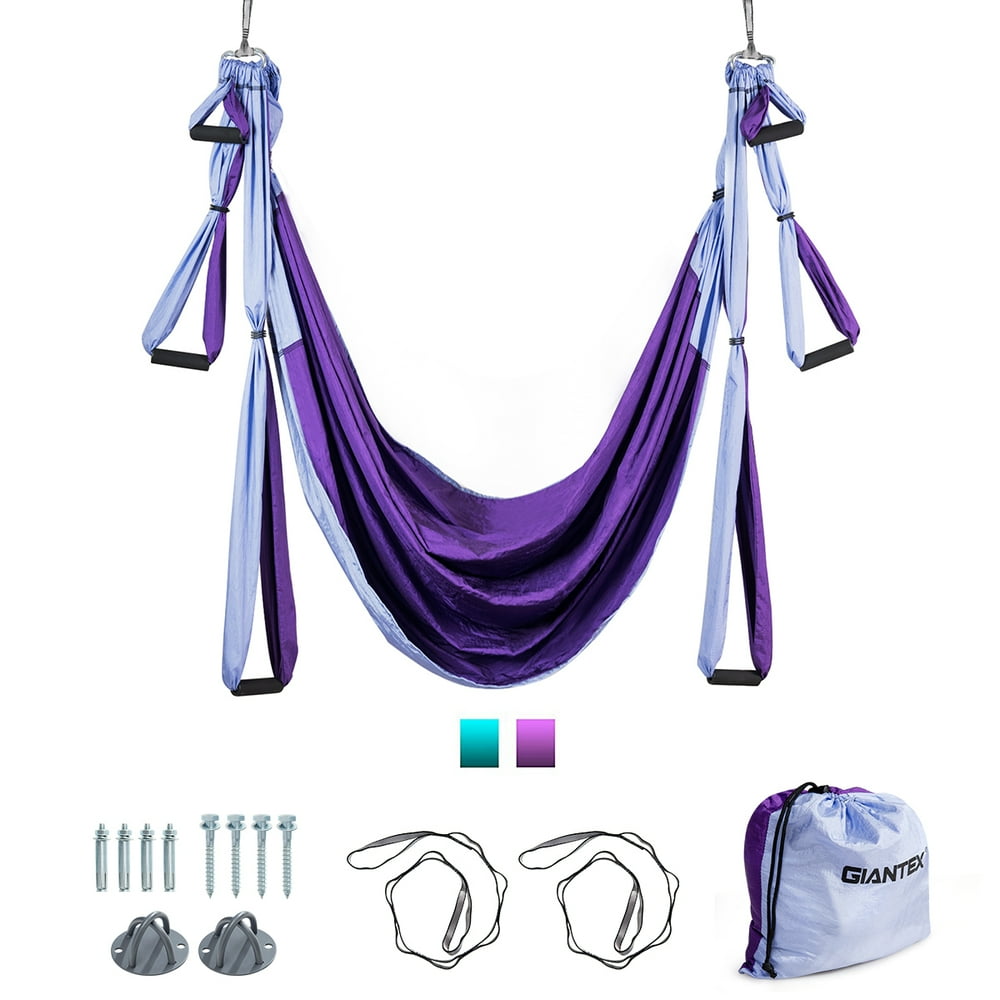 Topbuy Aerial Yoga Flying Yoga Swing Set Adjustable Handle Purple
