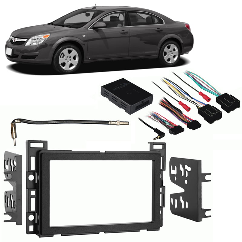 CACHÉ KIT226 Bundle with Car Stereo Installation Kit for Saturn Aura 2007 Antenna for Single or Double Din Radio Receiver Harness 2009 in Dash Mounting Kit 4 Item 