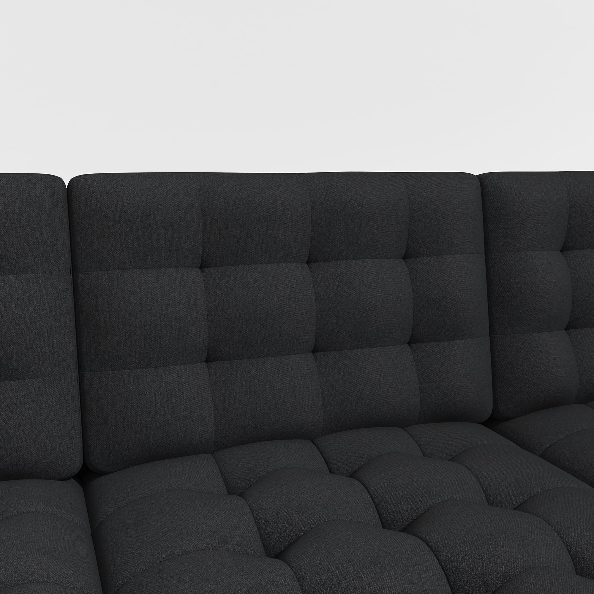 Kadyn U-shaped Soft-Covered Armrest Backrest Seat, Upholstery Sectional Sofa Couch with Wooden Frame Iron Frame, Black