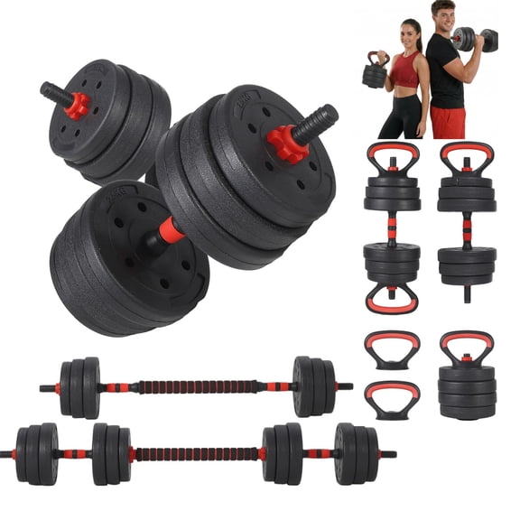 JoanKaren 5 in1 Adjustable Dumbbell Set,44lbs Free Weight Sets with Connector,Used as Barbell,Kettlebell,Push up Stand,Weight Plate for Home Gym