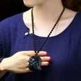 thumbnail image 3 of HOOUN Natural Black Obsidian Carving Wolf Head Amulet Pendant Necklace Obsidian Charms, 3 of 9