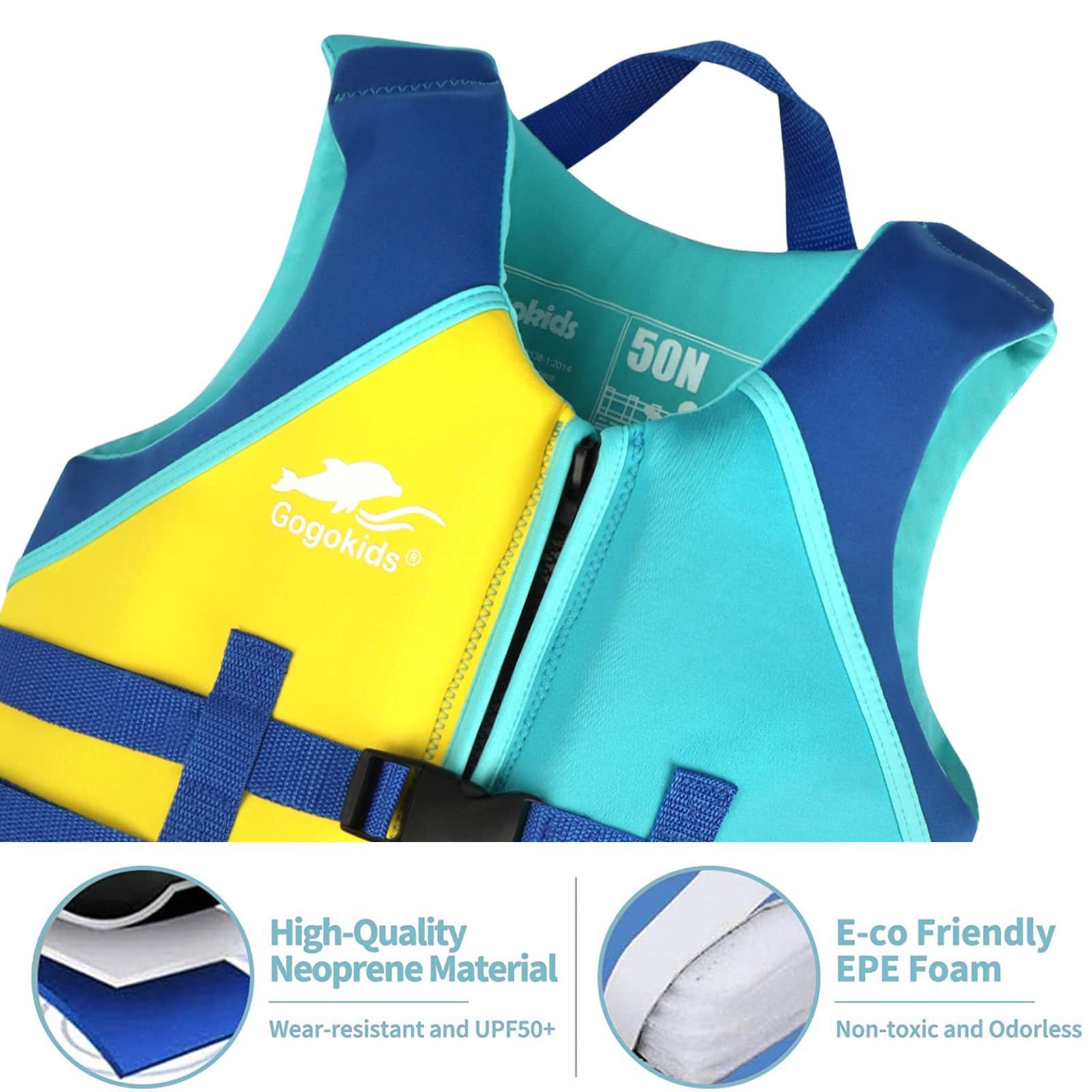 Gogokids Kids Swim Vest Life jackets for Toddler,Buoyancy Float Swim Learning Training Swimwear Vest Suitable for Boys and Girls 33-77 lbs/1-9 Years