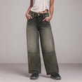 thumbnail image 2 of Mepaouo Womens Jeans High Waist Wide Leg Wash Stitch Baggy Denim Pants Flare Bootcut Trousers(Black,XL), 2 of 8