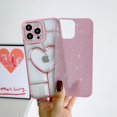 thumbnail image 4 of iPhone 13 Pro Max Case(6.7 inch), 3D Hollow Love Heart Pattern, Luxury Plating with Bling Sparkly Glitter Case,Soft TPU Shockproof Protective Case for 13 Pro Max for Women Girls（Pink）, 4 of 12