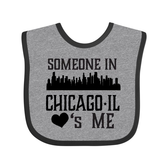 Inktastic Chicago Illinois Someone Loves Me Skyline Boys or Girls Baby Bib