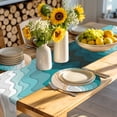 thumbnail image 4 of Teal Green Round 13 Inch Placemats Set of 2, Geometric Brown White Beach Waves Gradient HeatResistant Non Slip Place Mats for Dining Table, Wipeable Braided Kitchen Table Mats for Housewarming, 4 of 9