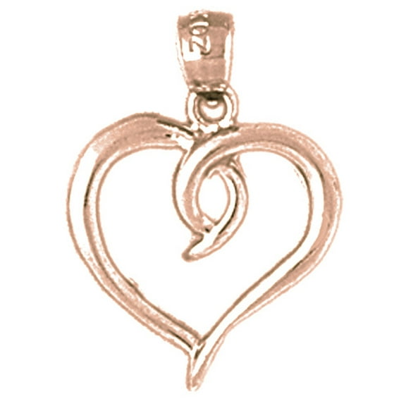 14K Rose Gold Floating Heart Pendant - 21 mm