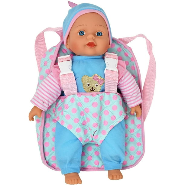 Muñeca bebé Dolls To Play 13' con mochila rosa y bolsillo para