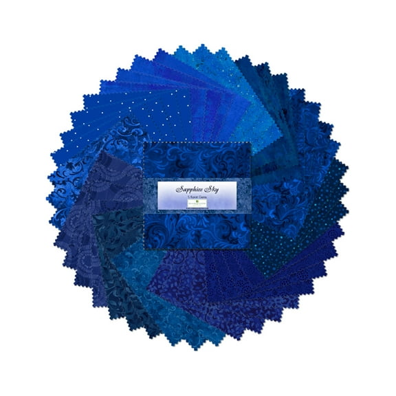 Wilmington Prints Essential Gems  Sapphire Sky 5 Inch Charms  42 pcs