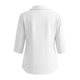 thumbnail image 4 of Women's 100% Cotton V Collar 3/4 Sleeve Blouse, Casual Loose Button Down Work Office Shirt, Breathable Summer Daily Tunic Top for Women S-3XL, 4 of 5