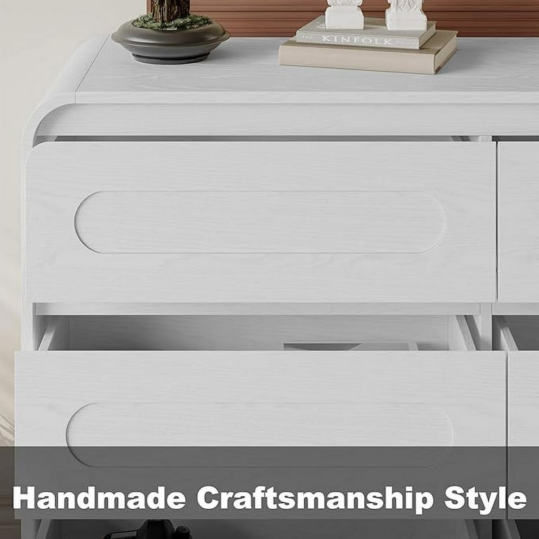 6 Drawer Dresser, 44" Tall Modern Chest of Drawers, Wood Drawer Organizer  for Bedroom, Curved Edge Design, Farmhouse Style Dresser for Bedroom,  Living Room, or Hallway (White Finish) - Walmart.com