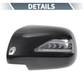 thumbnail image 3 of Car Rear View Left Right Mirror Cover Cap Overlay for Lexus Fit w/Arrow LED Lamp Pair Black Carhon Fiber, 3 of 6