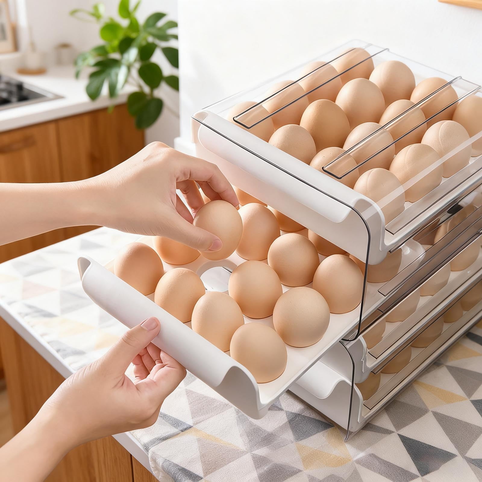 Egg Storage Container For Refrigerator 24 Capacity Kitchen Organizer With Secure Lid And Easy Carry Handle For Freshness And Space Saving Design