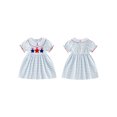 thumbnail image 2 of BemeyourBBs Kids Toddler Baby Girl 4th of July Dress Independence Day Outfit Patriotic Baby Girl Summer Clothes Short Sleeve Doll Collar Star Embroidery Casual Dress, 2 of 9