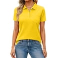 thumbnail image 2 of Women's Short Sleeve Polo Shirts Collared Button Down Tops with Pocket Casual Summer Tees for Daily Wear Office Golf Outdoor Yellow XL, 2 of 5